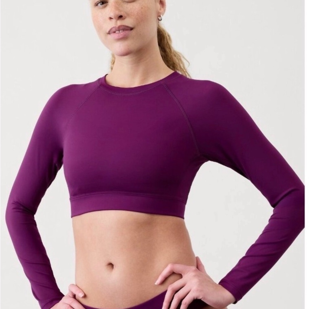 Athleta Crosstrain Ultra Crop Top Purple Long Sleeve | NWT | Sz S